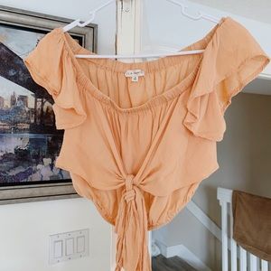 La Hearts Orange M Off-the-Shoulder Crop Top